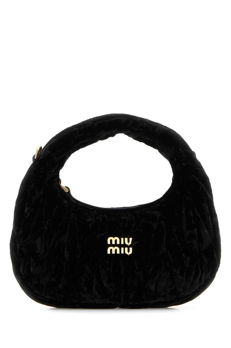 Miu Miu Black Velvet Wander Mini Shoulder Bag In Black