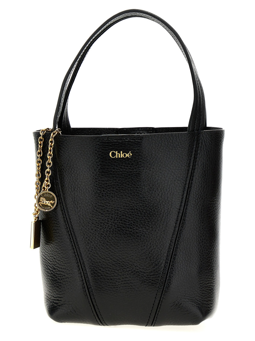 Chloé Small Spin Tote In Grained Leather Bags In Black