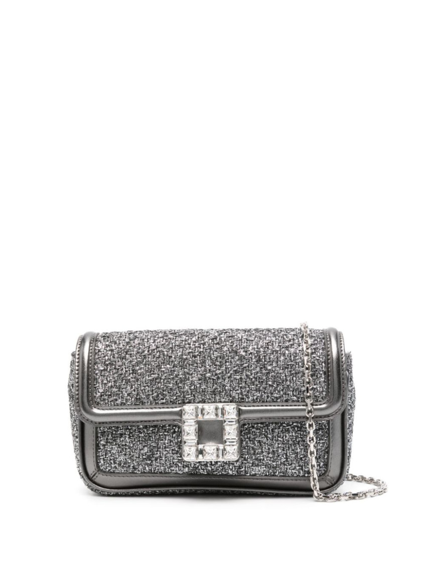 Roger Vivier Viv' Jeu De Fille Metallic Clutch Bag In Silver