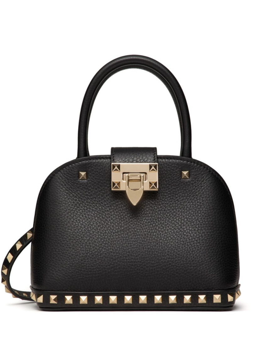 Valentino Garavani Garavani Rockstud Small Handbag In Grainy Calfskin Woman Black Uni In Black