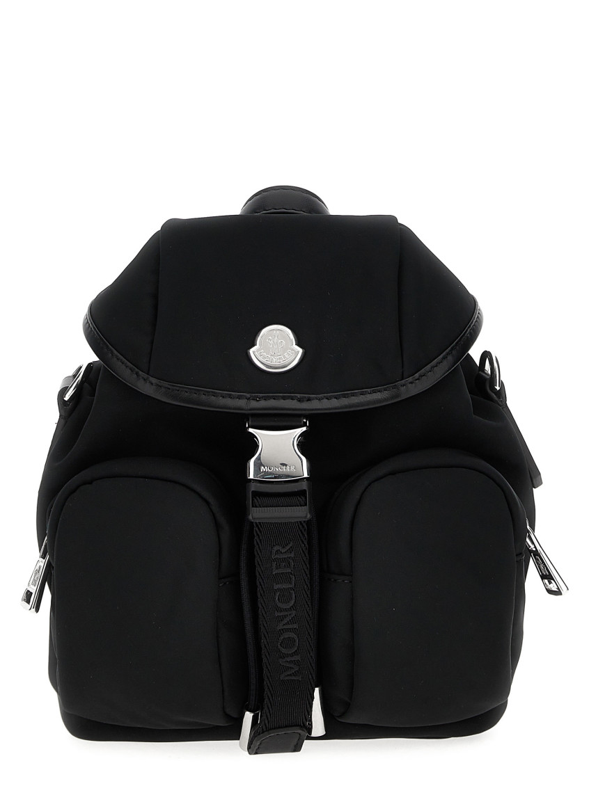 Moncler Mini Backpack With Top Handle And Adjustable Strap In Black