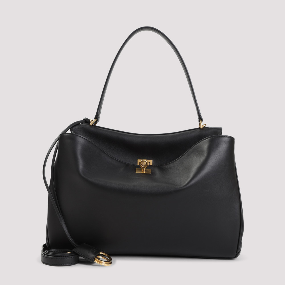 Balenciaga Shoulder Bag Structured Gold-tone Hardware In Black