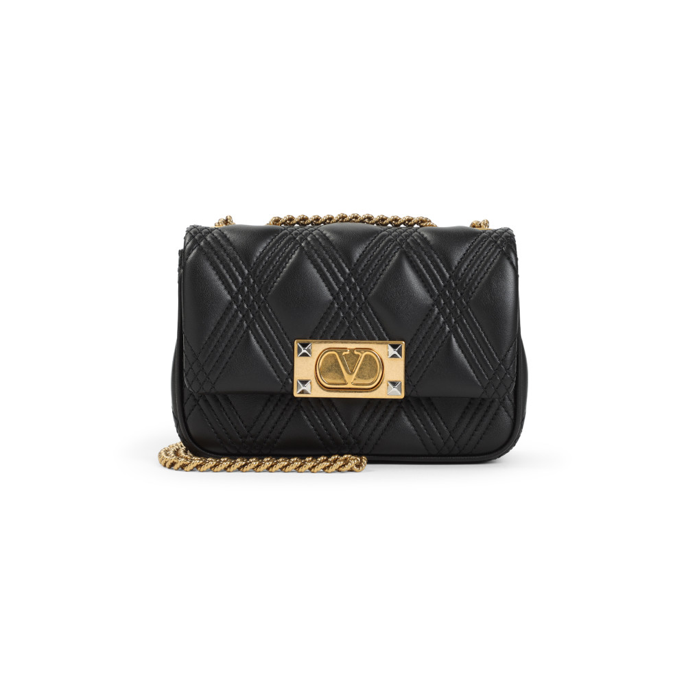 Valentino Garavani Garavani Quiltie 67 Small Shoulder Bag In Quilted Nappa Leather Woman Black Uni In Black