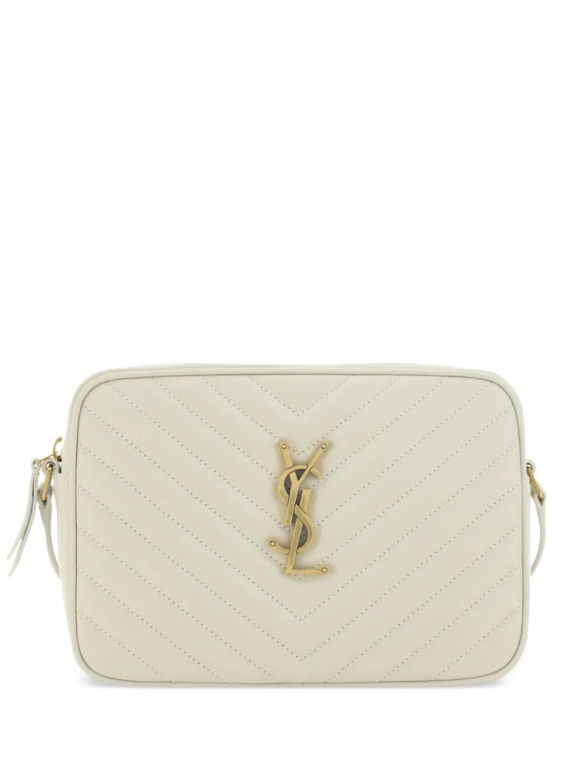 Saint Laurent Quilted Leather Lou Camera Bags In White