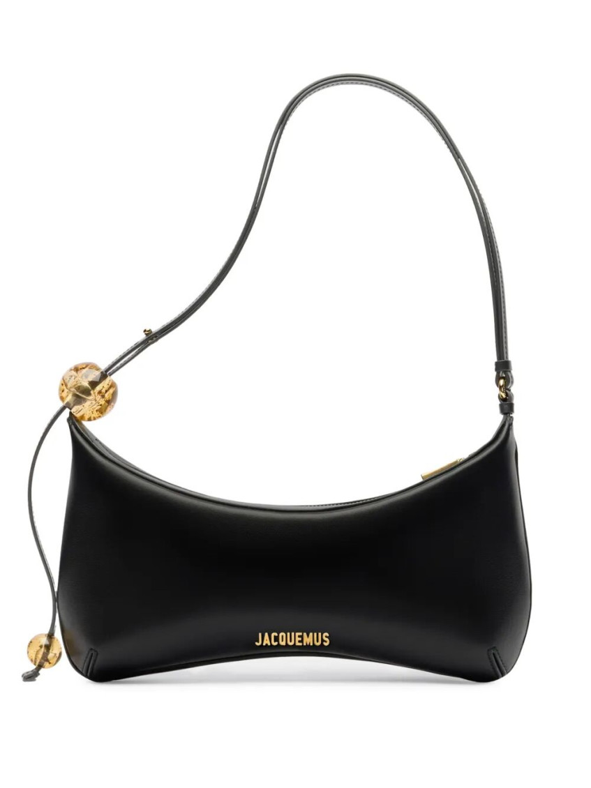 Jacquemus Le Grand Bisou Perle Leather Shoulder Bag In Black