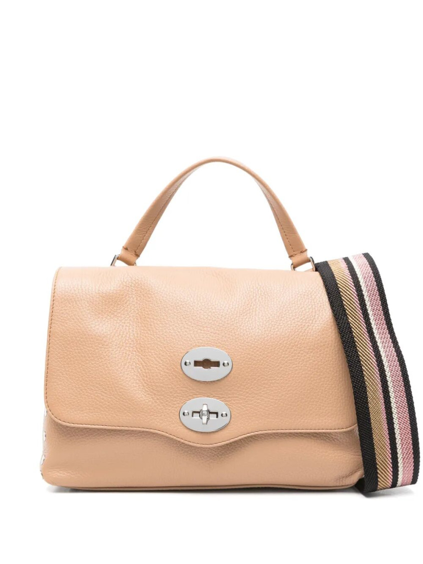 Zanellato Tumbled Leather Small Postina Daily Giorno Bag In Nude