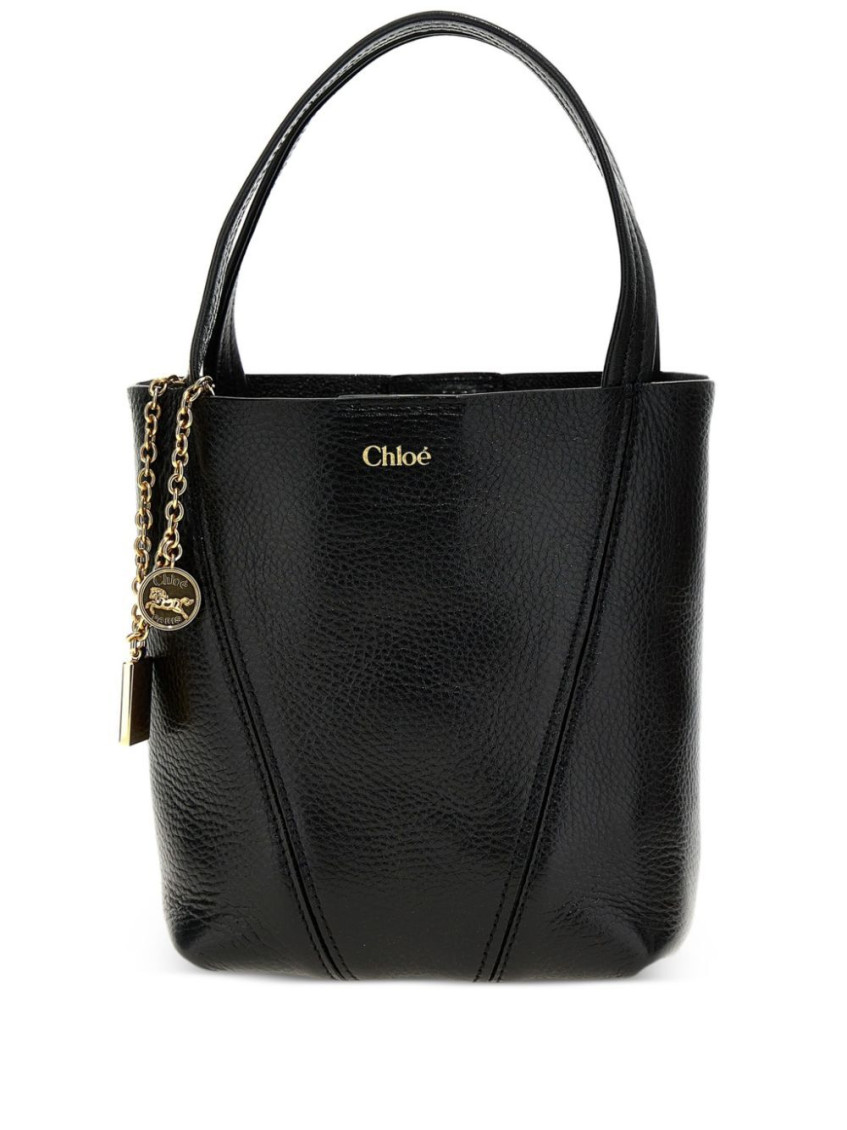 Chloé Spin Calf Leather Shoulder Bag In Black