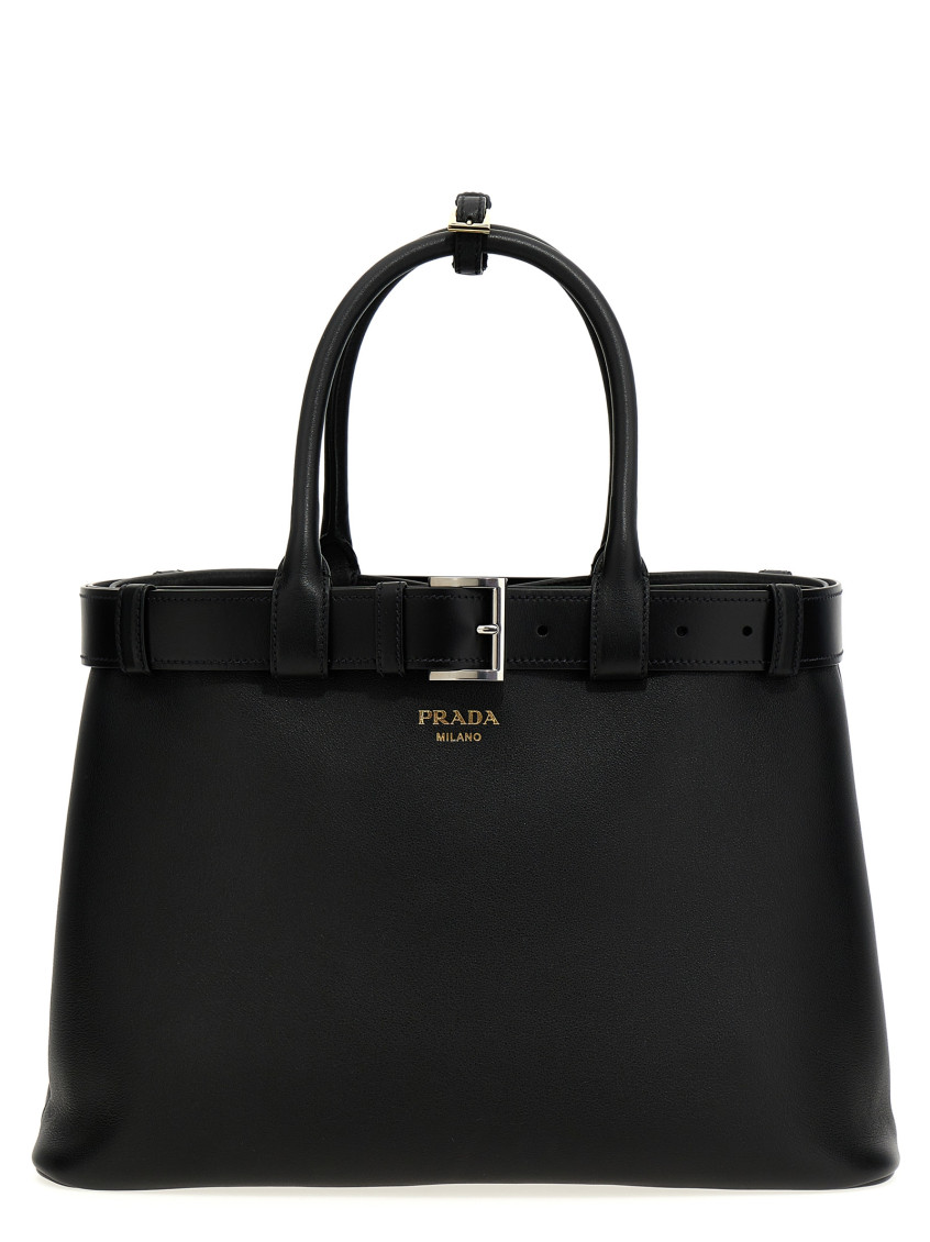 Prada Large Buckle Top Handle Shoulder Bag