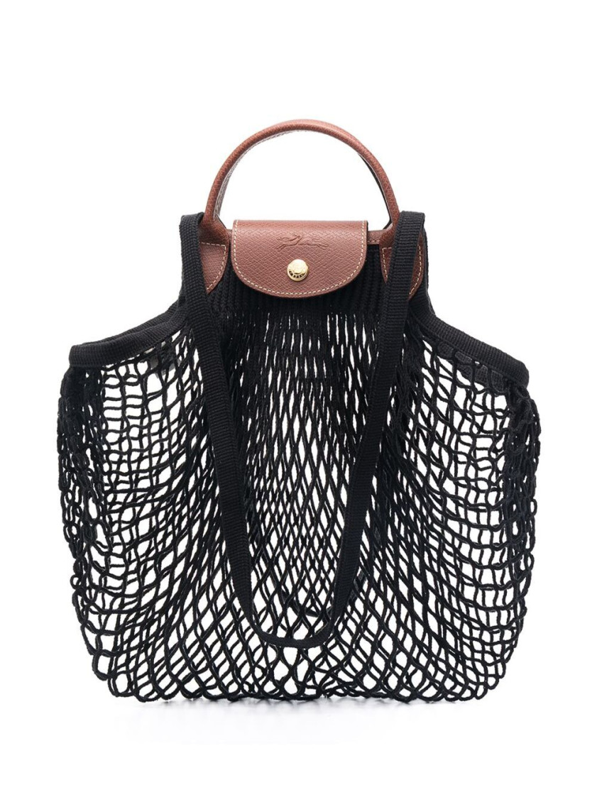 Longchamp Black Le Pliage Filet Tote In Black