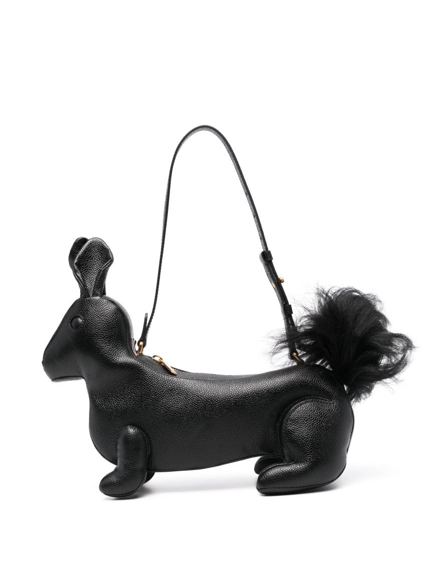 Thom Browne Squirrel-motif Zipped Shoulder Bag In Black