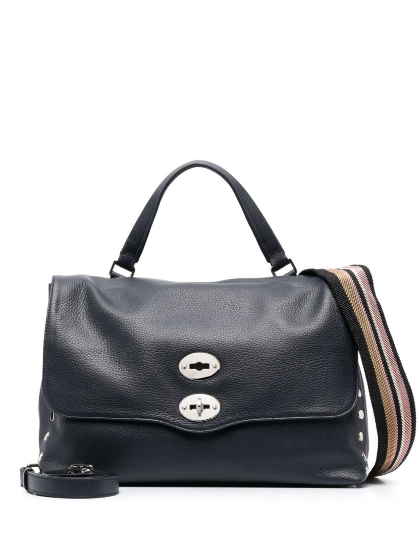 Zanellato Postina Leather Tote Bag In Navy Blue