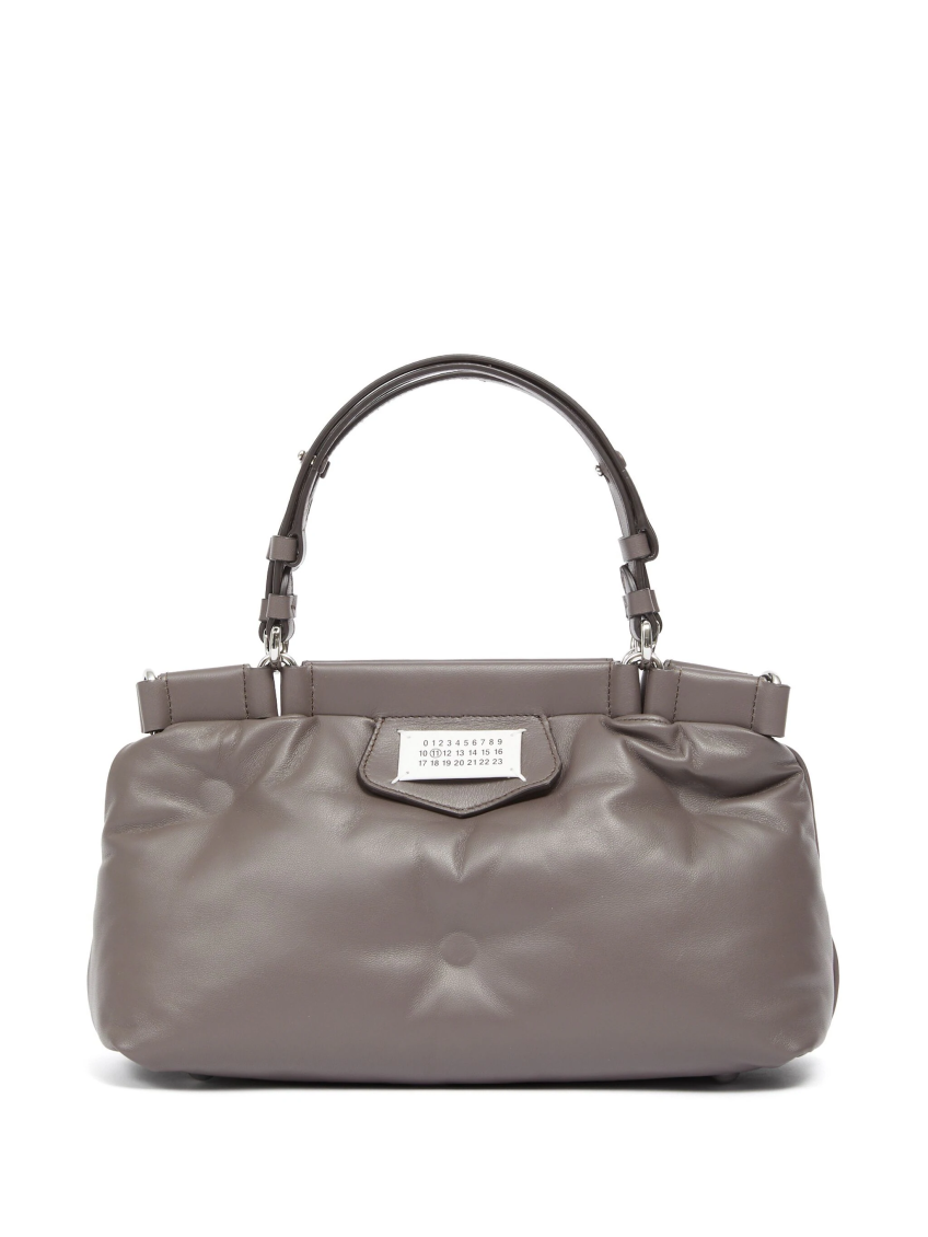 Maison Margiela Small Glam Slam Leather Shoulder Bag In Grey