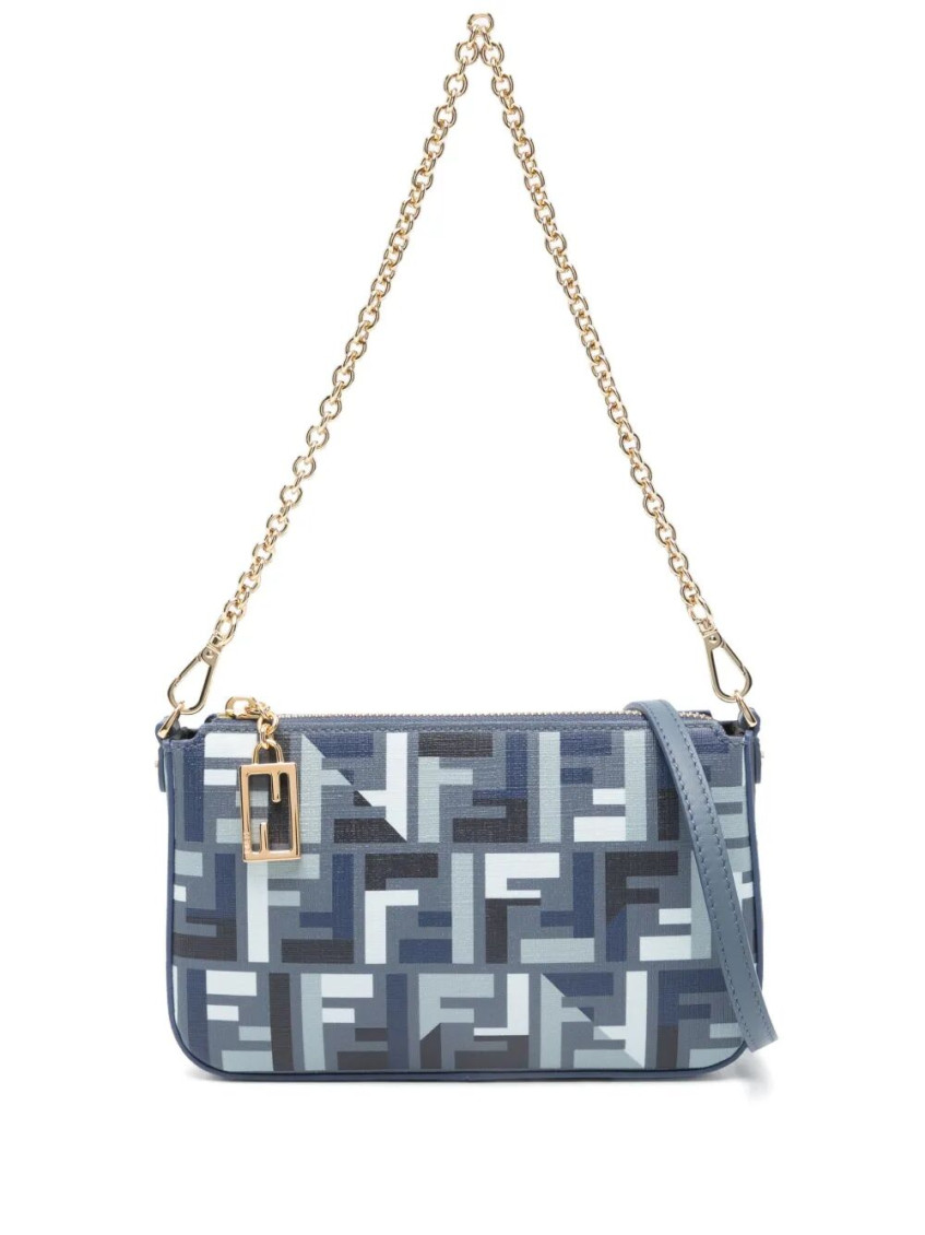 Fendi Blue Baguette Crossbody Bag In Blue
