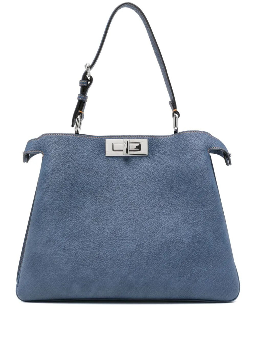 Shop Fendi Blue Peekaboo Medium Shoulder Bag