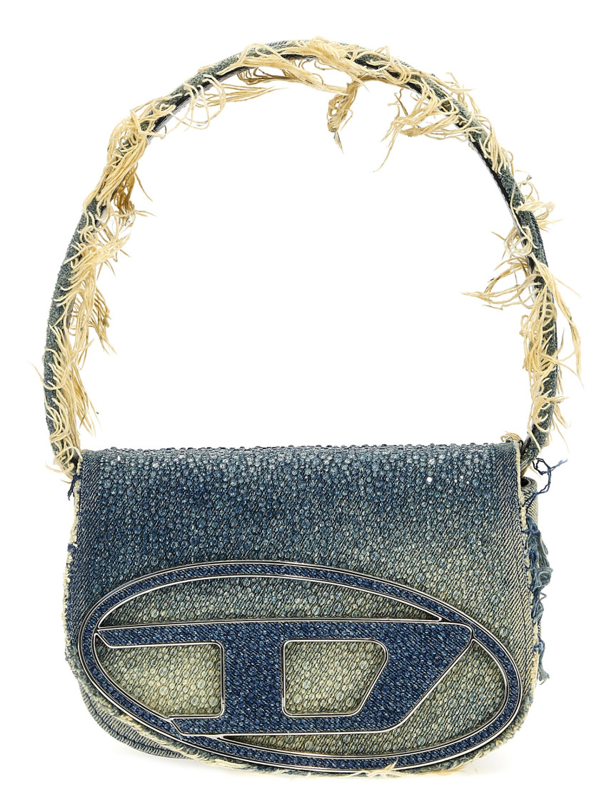 Diesel Embellished Denim 1dr Shoulder Bag In Blue