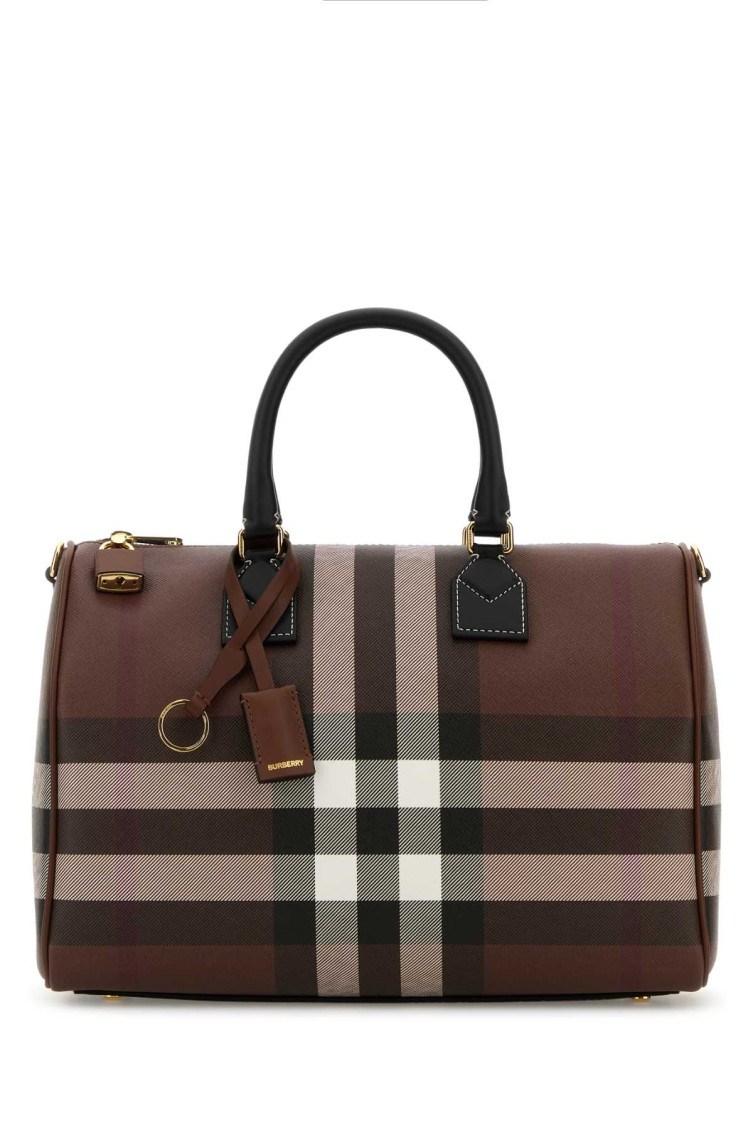 Burberry Printed Canvas Medium Check Handbag In Brown