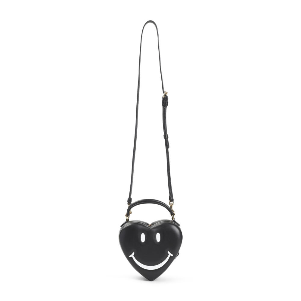 Moschino Heart-shaped Shoulder Bag With Adjustable Strap And Gold-tone Details In Black