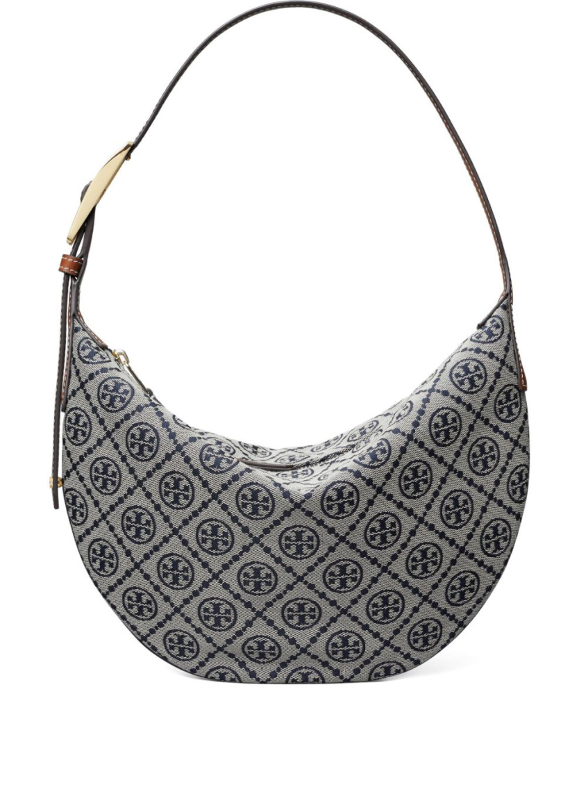 Tory Burch Navy T Monogram Balloon Small Bag In Black