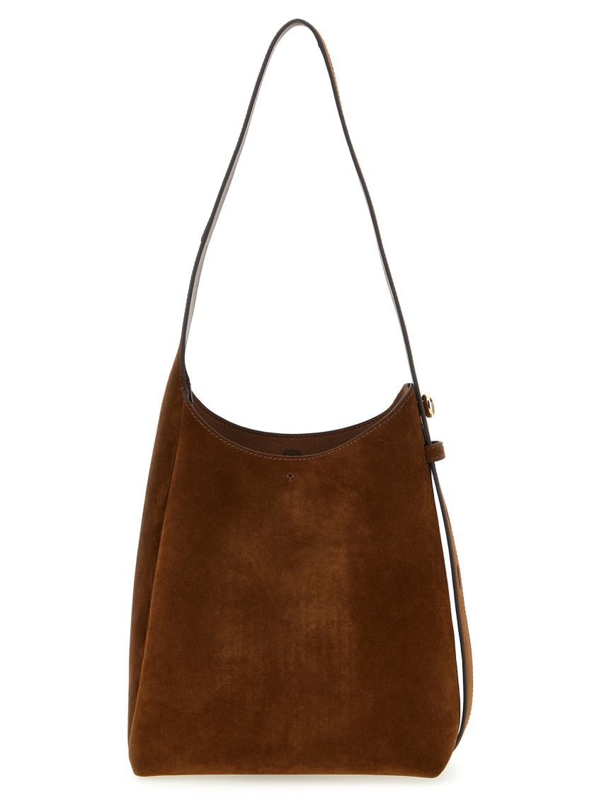 Tory Burch Small Suede Hobo Bag With Adjustable Handle In Brown