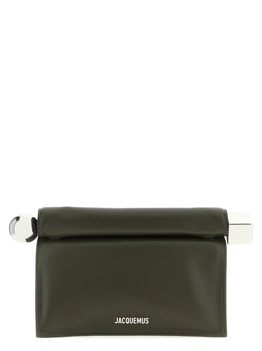 Jacquemus Dark Khaki Rond Carre Clutch In Green
