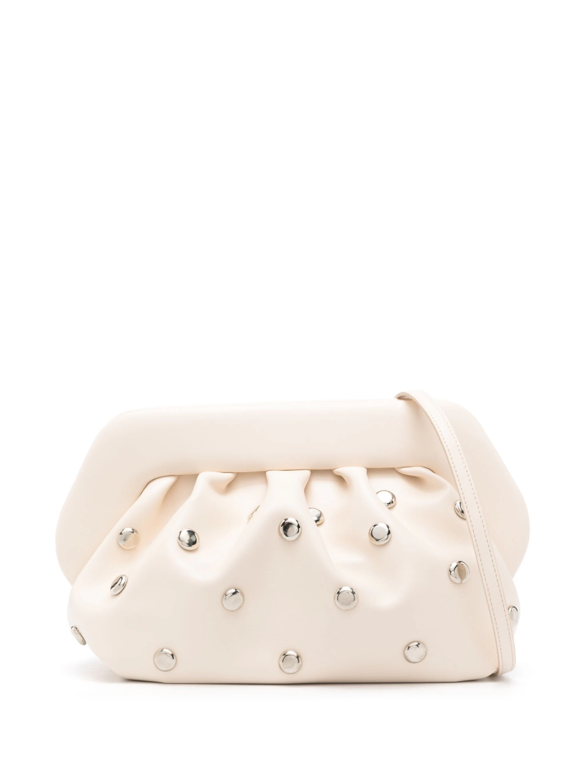 Themoirè Bios Faux Leather Studded Clutch In Beige