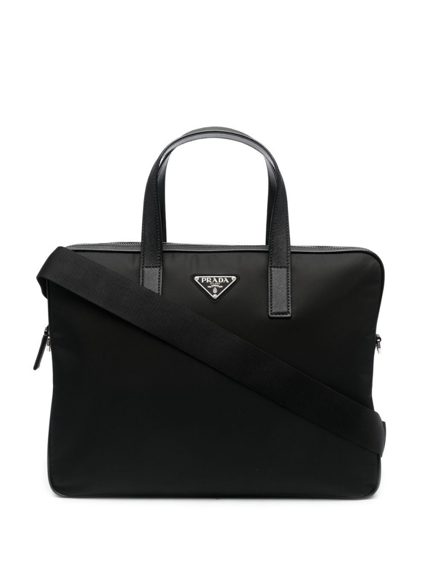 Prada Black Re-nylon Leather-trimmed Briefcase Bag for Men Online