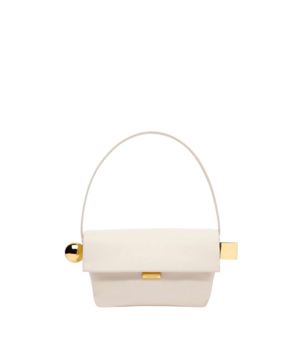 Jacquemus Le Rond Carre Leather Shoulder Bag In White