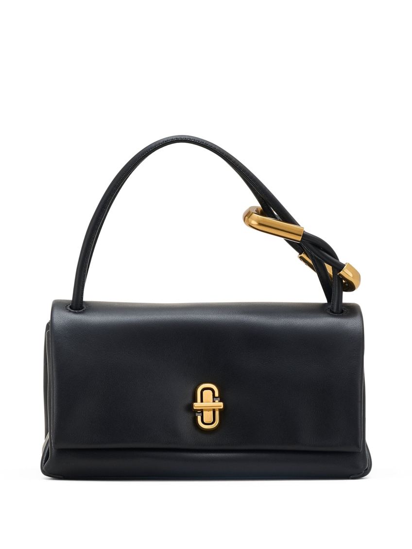 Marc Jacobs The Double Top Handle Leather Bag In Black