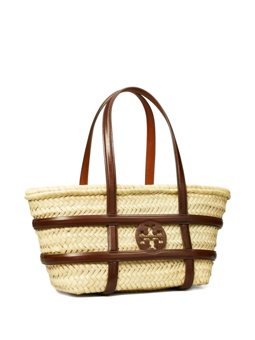 Tory Burch Natural Small Ella Straw Basket Tote In Brown