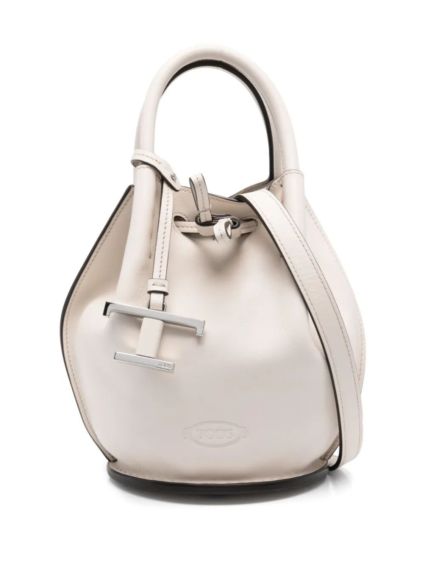 Tod's Mini Leather Bucket Bag In White