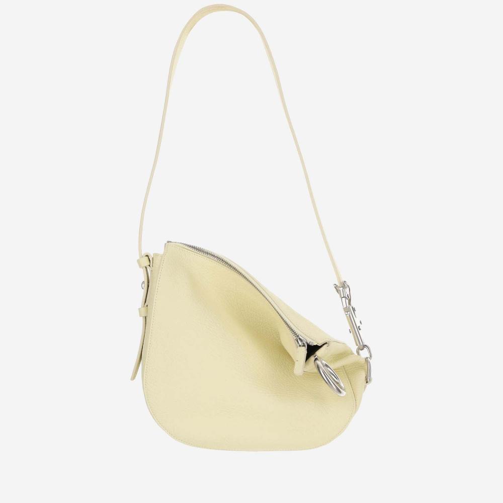Burberry Sherbet Knight Leather Shoulder Bag In Natural
