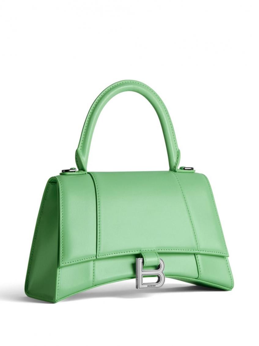 ハンドバッグ BALENCIAGA MINT GREEN LEATHER SMALL HOURGLASS HANDBAG Balenciaga Hourglass Chain Top Handle Bag Crocodile Embossed