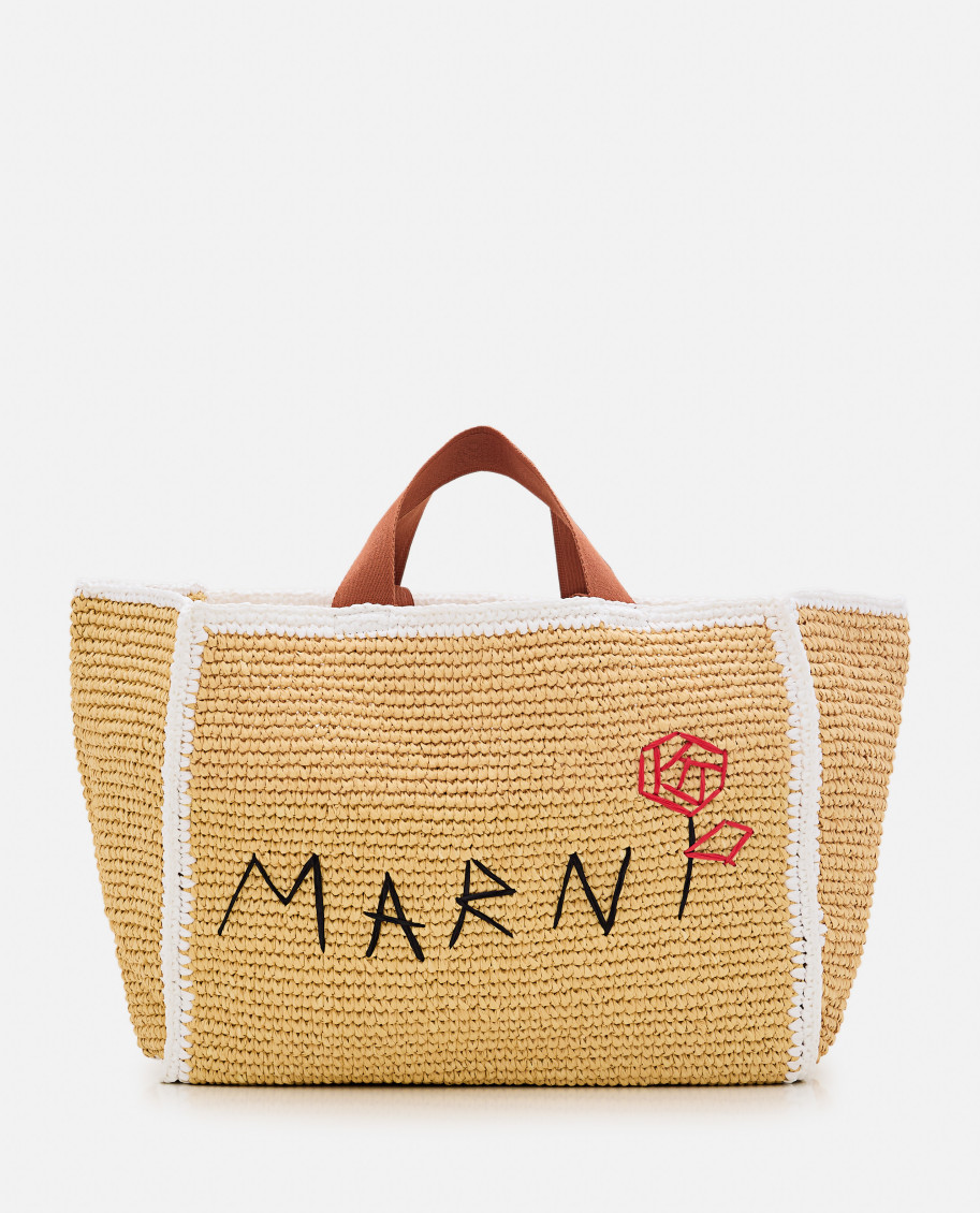 MARNI BEIGE MEDIUM RAFFIA SHOPPING BAG