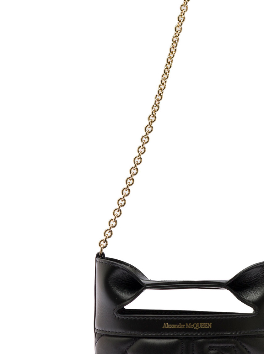 トートバッグ alexander mcqueen Black leather The Bow bucket bag Alexander Mcqueen Black The Bow Bucket Bag for Women Online