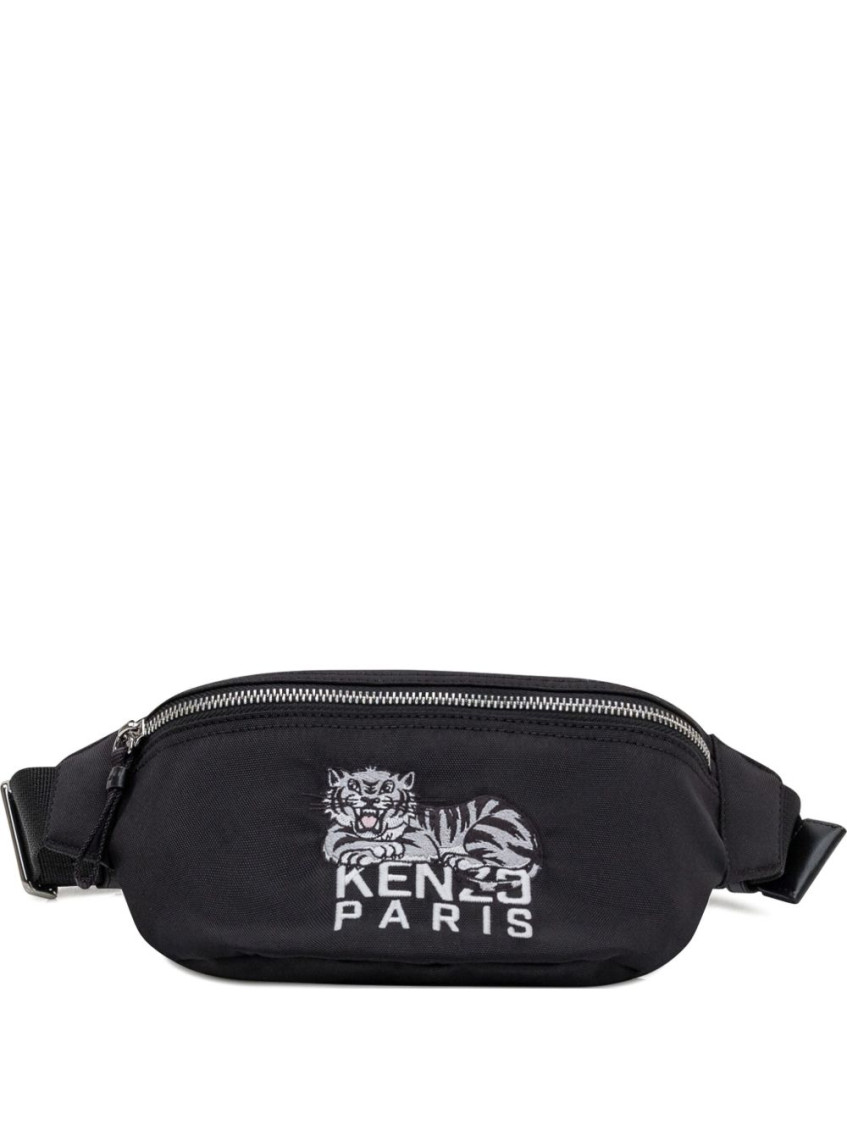 Kenzo Versatile Belt Bag Adjustable Strap Front Pocket In Black