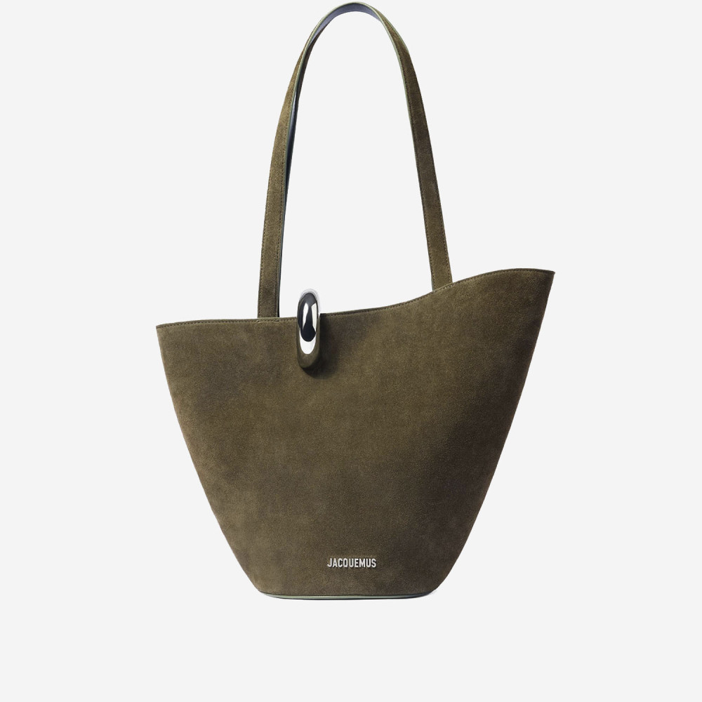 Jacquemus Womens Khaki The Bambola Small Suede Top Handle Bag In Green