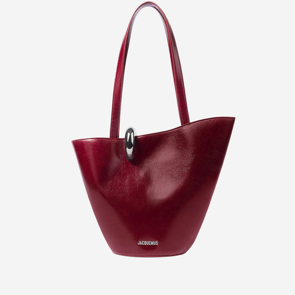 Jacquemus Le Bambola Moyen Embellished Crinkled-leather Bag In Red