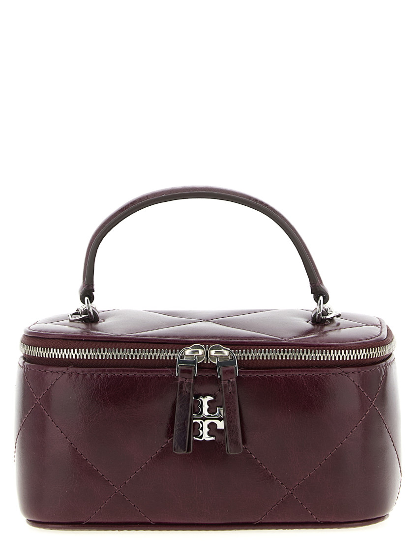 Tory Burch Kira Diamond Quilt Distressed Vanity Case Handbags Bordeaux In Burgundy