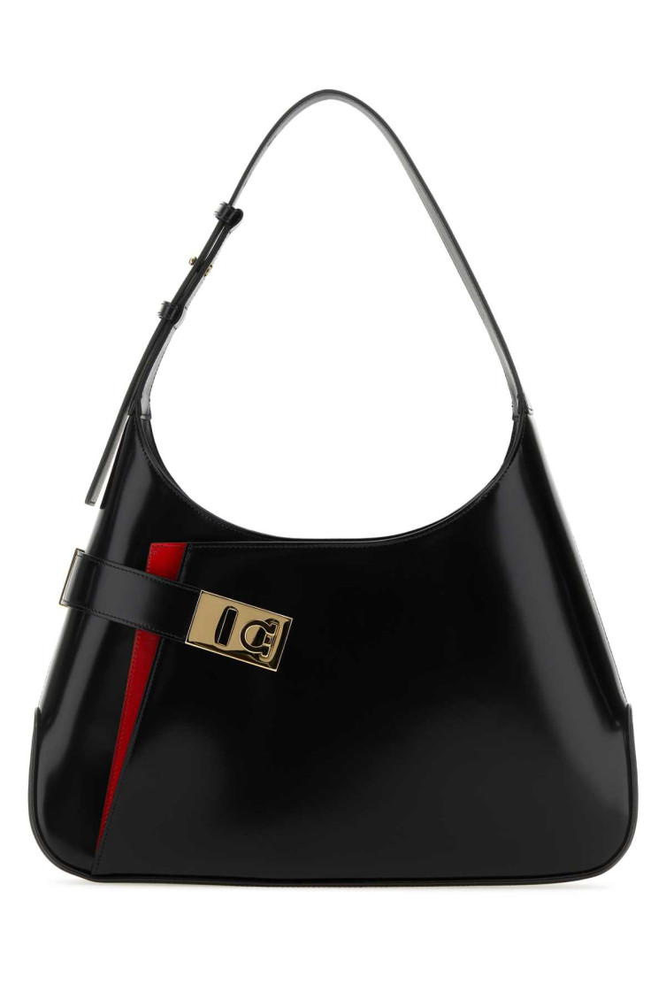 Ferragamo Extra Large Hobo Shoulder Bag In Black