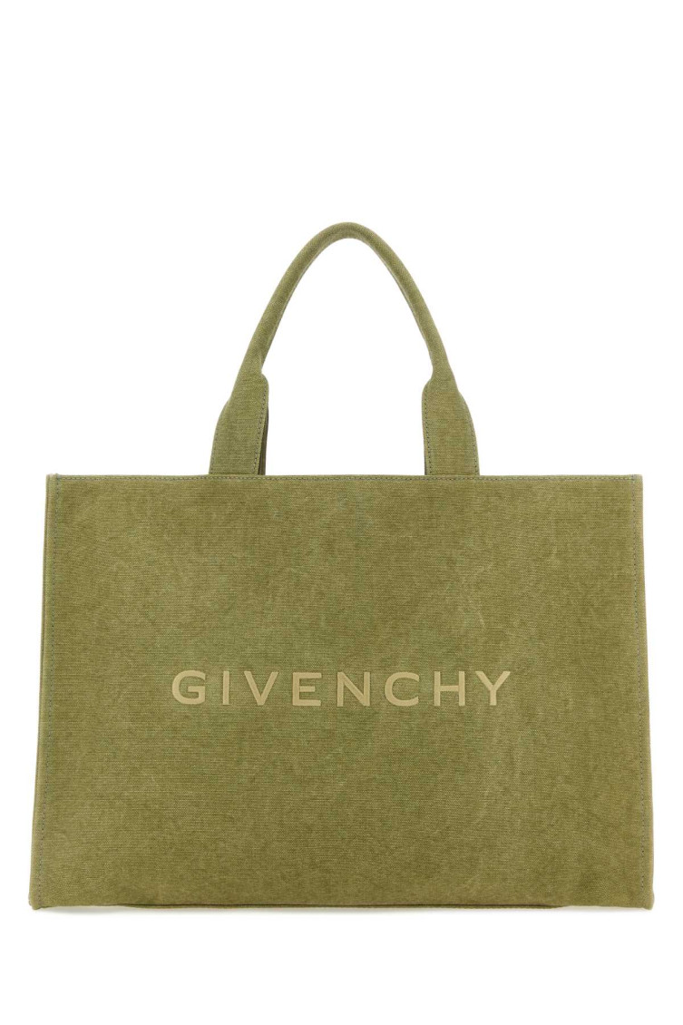 Givenchy Green Canvas Tote Bag In Green