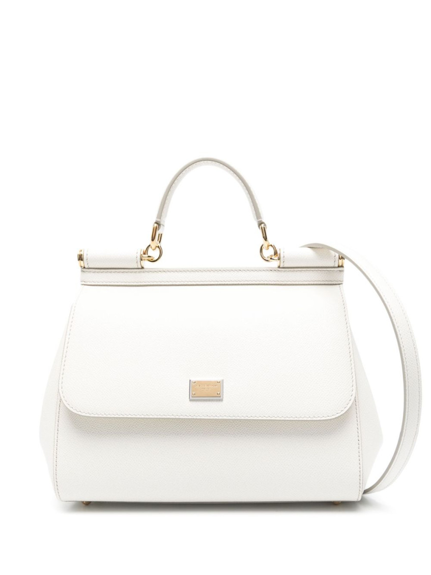 Dolce & Gabbana Women Sicily Large Leather Handbag In White