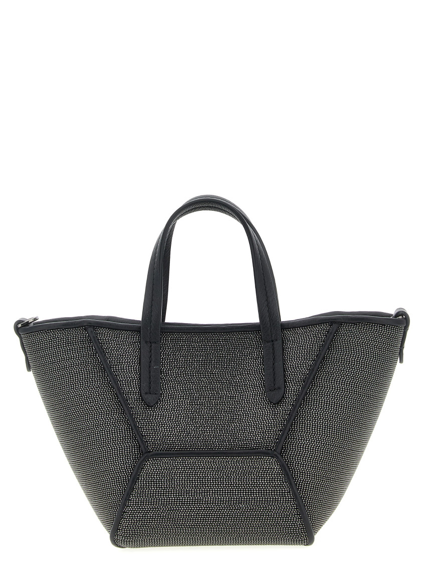 Brunello Cucinelli Precious Bc Duo Mini Bag In Grained Leather In Black