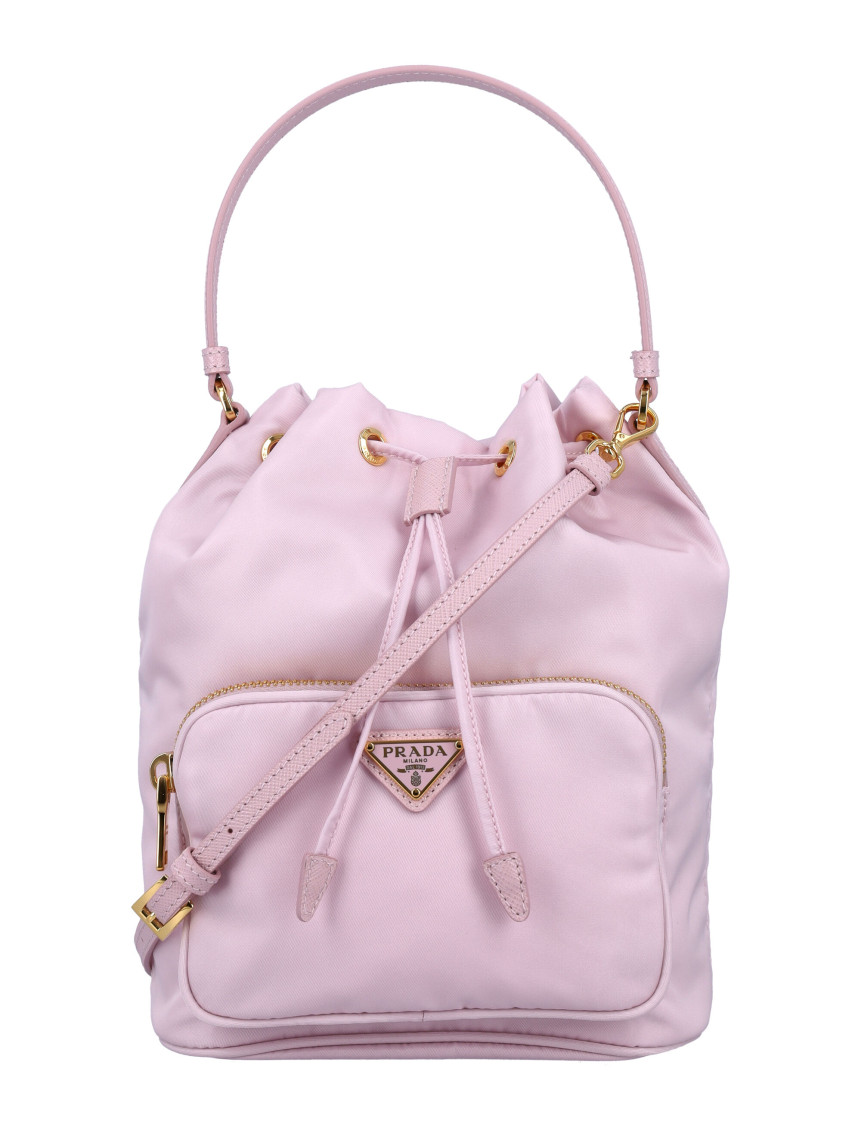 Prada Light Pink Logo Bucket Bag In Pink