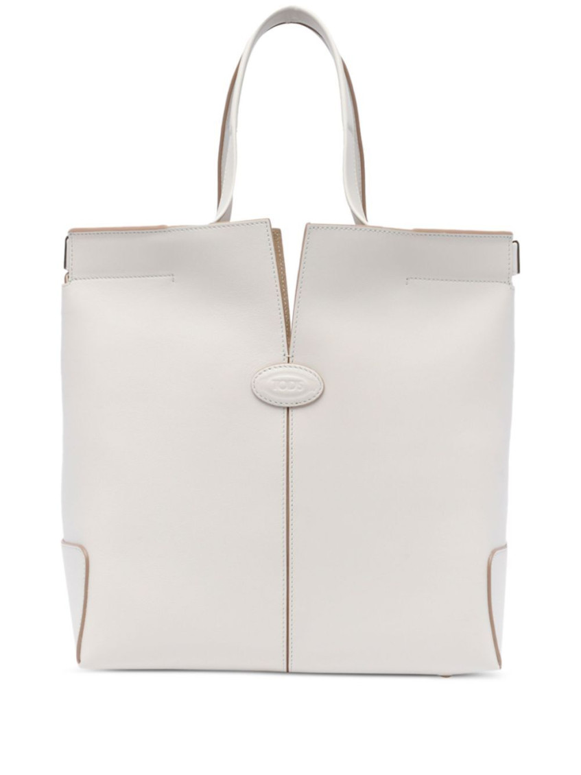 Tod's Di Bag Folio Small Top Handle Bag In Off White