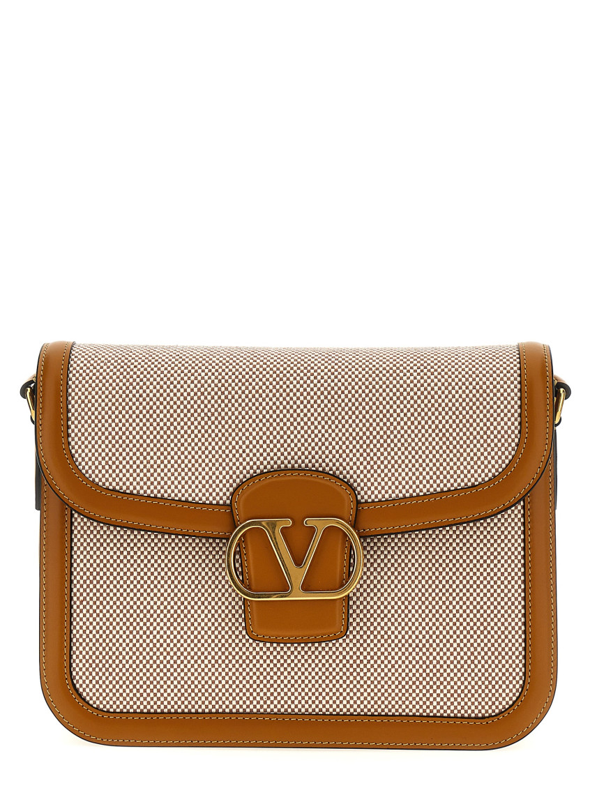Valentino Vlogo Signature Canvas Shoulder Bag In Beige