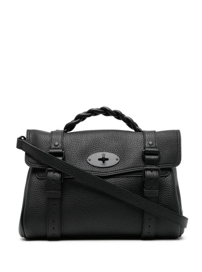 Mulberry Black Alexa Heavy Grain Satchel In Black
