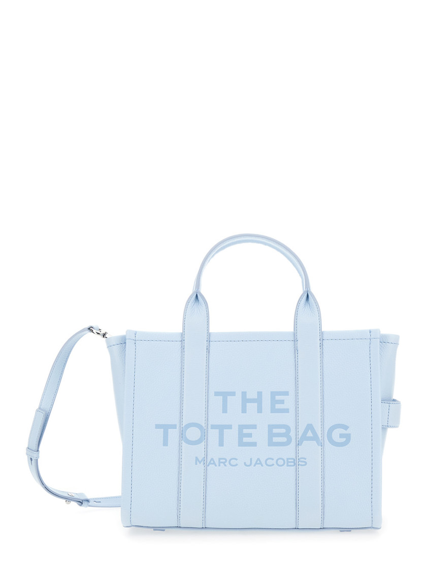 Shop Marc Jacobs Light Blue The Leather Medium Tote