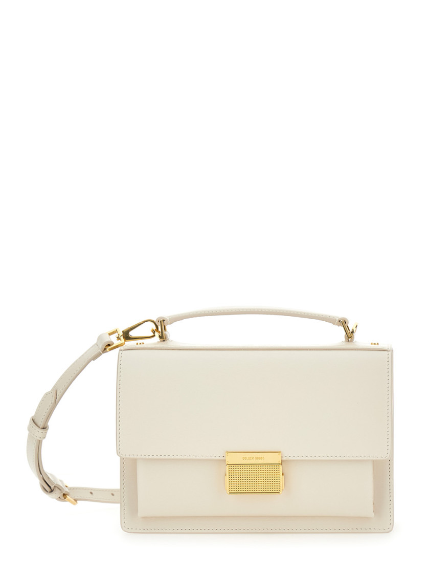 Golden Goose 'venezia' White Handbag With Lettering Logo And Clasp Closure In White