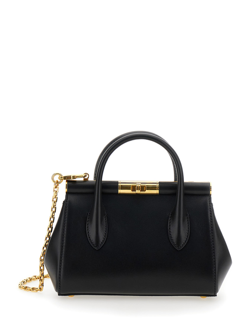 Dolce & Gabbana Structured Black Calfskin Shoulder Bag In Black