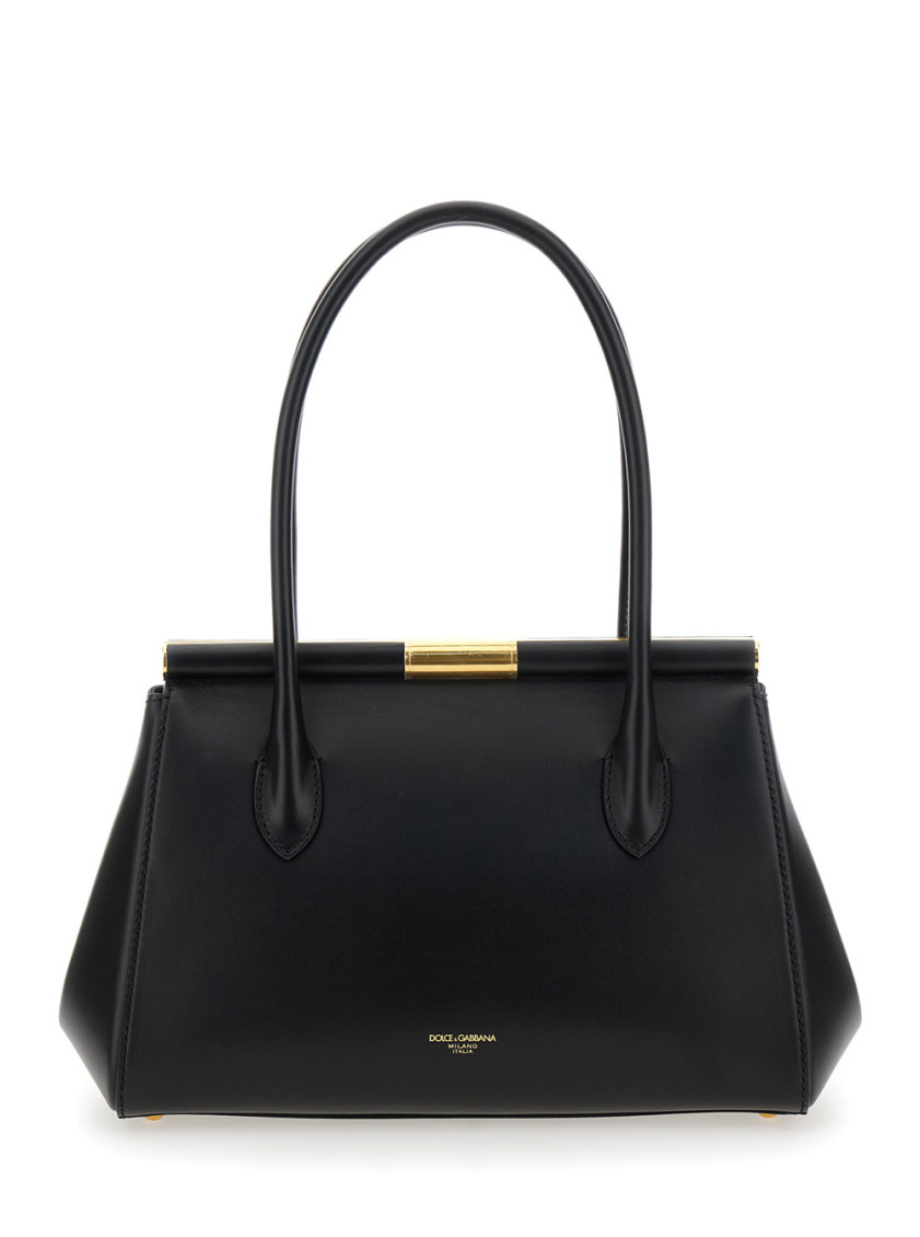 Dolce & Gabbana 'marlene Medium' Black Handbag With With Logo Embossed On The Back In Black